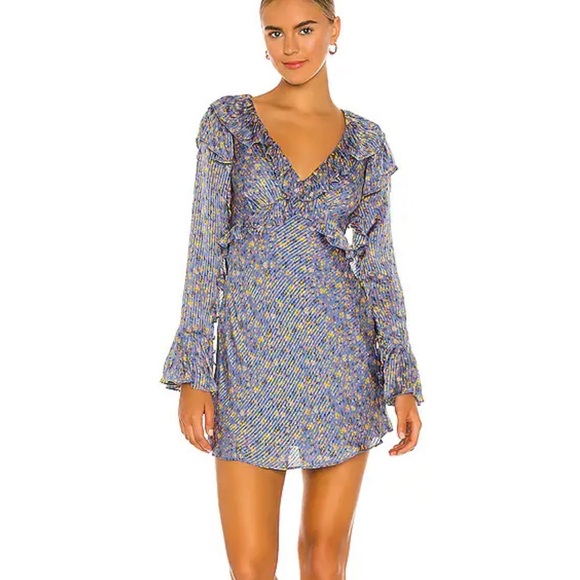 Free people Sweetest Thing Mini Dress in Midnight Cowboy size 0 long sleeve - Picture 2 of 11